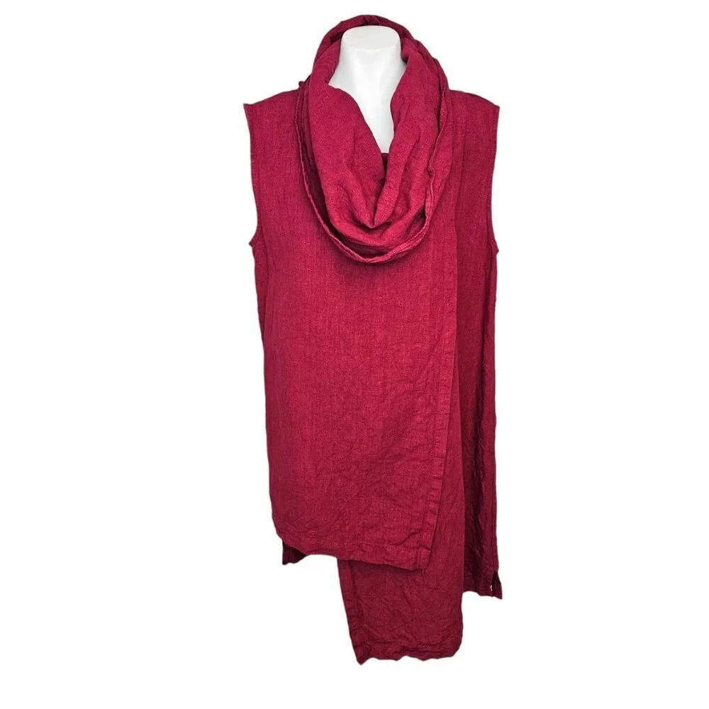 Bryn Walker Womens Oversized Cowl Neck Asymmetrical Linen Dress Size XS